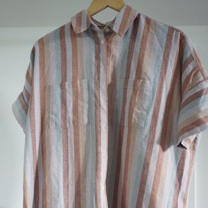 MADEWELL Flannell Courier Shirt in Sunrise Stripe